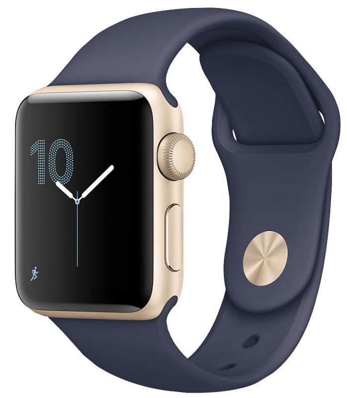Apple Watch Series 2 38mm Gold Case with Midnight Blue Sport Strap