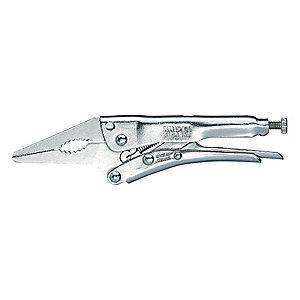 Knipex Long Nose Locking Pliers, 6-1/2" Length, 2-13/64" Jaw Capacity, Handle Type: Plain Grip