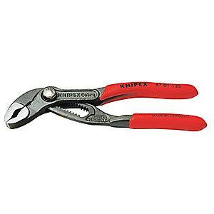 Knipex 5" Push Button V-Jaw Water Pump Plier, 1" Max. Jaw Opening