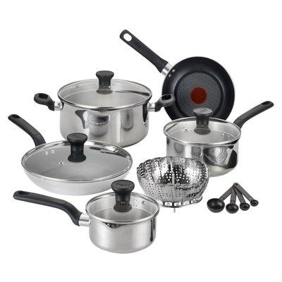 T-Fal Excite Cookware Set, Stainless Steel, 14-Pc.