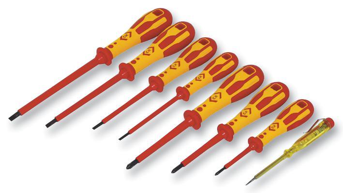 C.K Tools Dextro VDE Insulated Slotted/Philips Screwdriver Set - 8 Piece