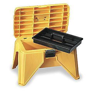 Flambeau Polypropylene Step Stool Tool Box, 13-1/4"H x 21-5/8"W x 15", Yellow