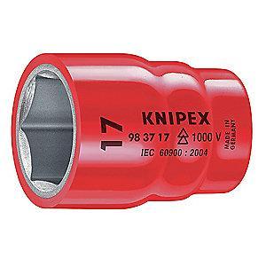 Knipex 17mm Chrome Vanadium Socket with 3/8" Drive Size and Chrome Finish