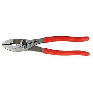 Proto Slip Joint Pliers, 8" Overall Length, 11/16" Max. Jaw Opening, Handle Type: Dipped