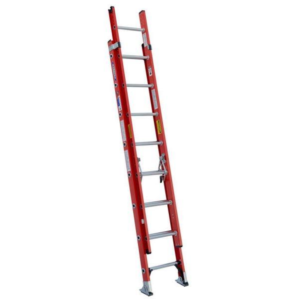 Werner 16 ft. Fiberglass Extension Ladder, 300 lb. Load Capacity, 36.5 lb. Net Weight