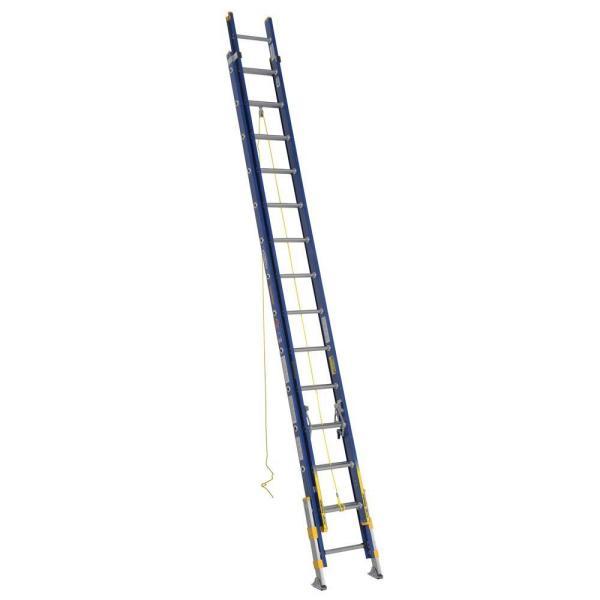 Werner 28 ft. Fiberglass Extension Ladder, 300 lb. Load Capacity, 70.0 lb. Net Weight