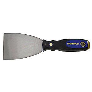 Westward Stiff Putty Knife with 3" Carbon Steel Blade, Black/Blue