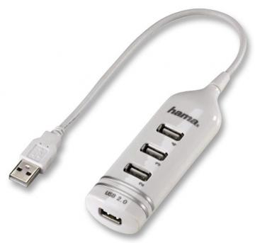 Hama 4 Port USB 2.0 Hub White - Bus Powered