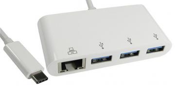 Pro Signal USB Type-C to 3 Port USB 3.0 Hub with Gigabit Ethernet Port
