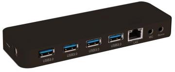 Pro Signal 4 Port USB 3.0 Hub with 2x 3.5mm Audio In/Out, Gigabit Ethernet Port