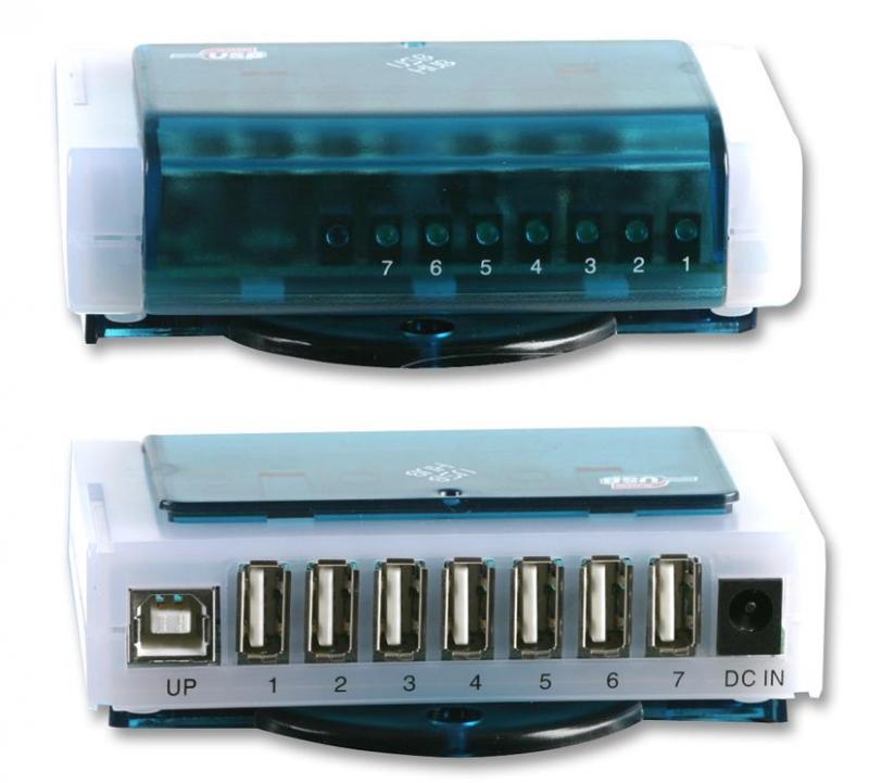 Pro Signal 7 Port USB 2.0 Hub with 1 Port Upstream - Mains Powered
