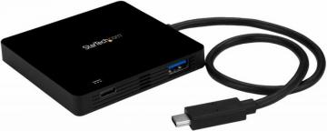 StarTech 3 Port USB 3.0 Hub, USB-C to 3x USB-A and USB-C Power Delivery, Black