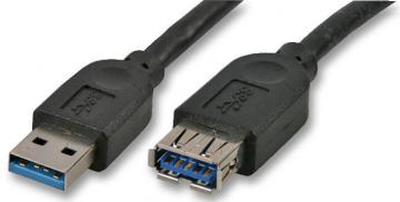Akasa USB 3.0 A Male to A Female Lead, 1.5m Black