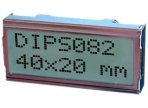 Electronic LCD text module EA DIPS082-HNLED, yellow/green backlight