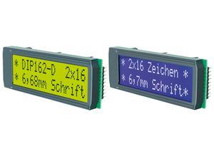 Electronic LCD text display EA DIP162-DHNLED, black, yellow/green