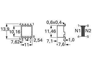 Vacuumschmelze SMD PLC transformer, 13.9 mm, 11 mm, 7.6 mm