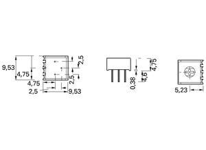 BI Technologies Cermet trimmer potentiometer, 100 Ω (100R), 0.5 W, Horizontal, staggered