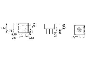 BI Technologies Cermet trimmer potentiometer, 500 Ω (500R), 0.5 W, Horizontal, staggered