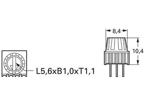 BI Technologies Cermet trimmer potentiometer, 100 kΩ (100K), 0.5 W, Horizontal, staggered