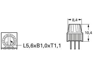BI Technologies Cermet trimmer potentiometer, 1 kΩ (1K0), 0.5 W, Horizontal, staggered