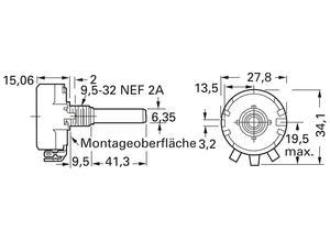 Honeywell Wire-wound potentiometer, 1 kΩ (1K0), 2 W, Wire termination