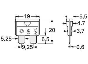 ESKA Automotive blade fuse, 25 A, 32 V, White