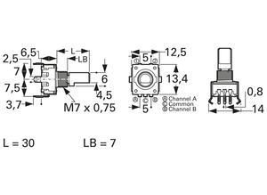 Bourns Incremental encoder, 24, 6.0 mm, 60 1/min