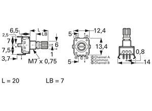 Bourns Incremental encoder, 18, 6.0 mm, 60 1/min