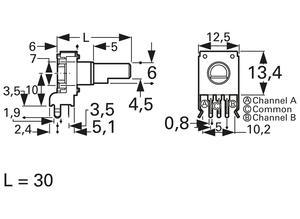 Bourns Incremental encoder, 12, 6.0 mm, 100 1/min