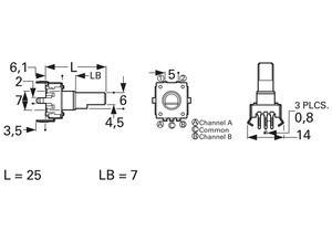 Bourns Incremental encoder, 24, 6.0 mm, 100 1/min