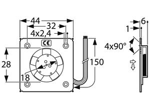 SEPA DC axial fan, 5 V, 44 mm, 44 mm