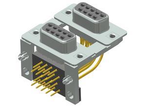 Conec D-Sub dual port, Socket strip / socket strip, 9-/9-pole, Solder pin