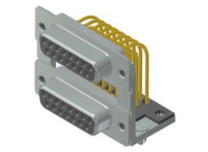 Conec D-Sub dual port, Socket strip / socket strip, 15-/15-pole, Solder pin