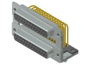 Conec D-Sub dual port, Socket strip / socket strip, 25-/25-pole, Solder pin