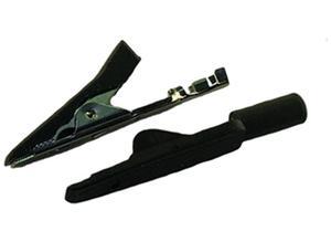 Hirschmann Miniature alligator clip, clamping range 4 mm, crimp connection, black
