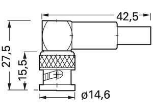 Telegärtner Coaxial plug, BNC, 50 Ω (50R), Angled