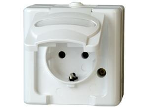 Kopp Surface-mount Schuko-style socket outlet for wet rooms