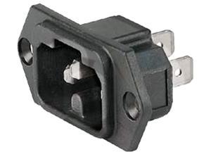 Schurter Panel-mounted equipment plug to IEC 60320, C16A, Plug connection 6.3 mm, Screw mounting