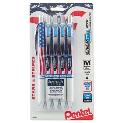 Pentel BL77USABP5A EnerGel RTX Retractable Liquid Gel Pen