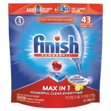 FINISH 95986 Powerball Max in 1 Super Charged Ultra Degreaser Dishwasher Tabs