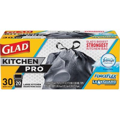 Clorox Glad 78913 ForceFlex KitchenPro 20-gal Drawstring Bags