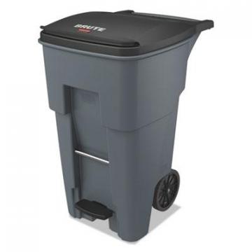 Rubbermaid 1971968 65 Gallon BRUTE Step-On Rollout Container - Gray