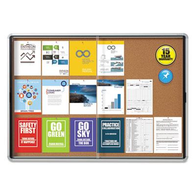 Quartet EISC3956 Enclosed Indoor Cork Bulletin Board With Sliding Glass Doors