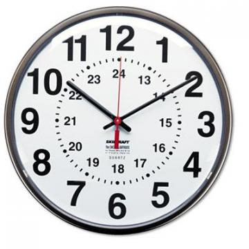 AbilityOne 3428199 12/24 Hour Slimline Round Wall Clock