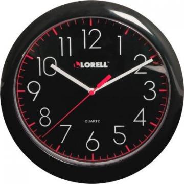 Lorell 60995 10" Quartz Black Face Wall Clock
