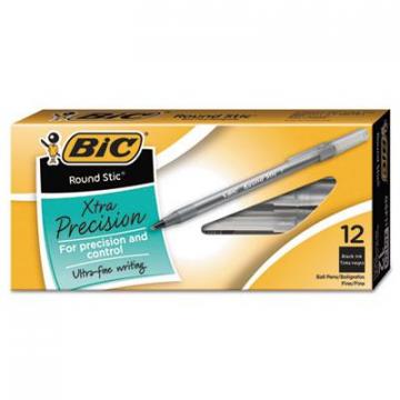 BIC GSF11BK Round Stic Xtra Precision & Xtra Life Ballpoint Pens