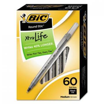 BIC GSM609BK Round Stic Xtra Precision & Xtra Life Ballpoint Pens