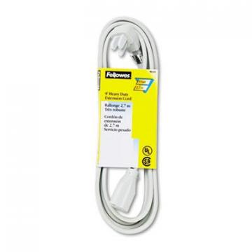 Fellowes Indoor Heavy-Duty Extension Cord, 3-Prong Plug, 1-Outlet, 9ft Length, Gray (99595)