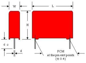 Wima MKS 4 film capacitor 2.2 µF 100 VDC 8x15x18