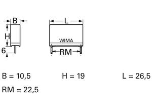 Wima MKS 4 film capacitor 6.8 µF 100 VDC 10.5x19x26.5